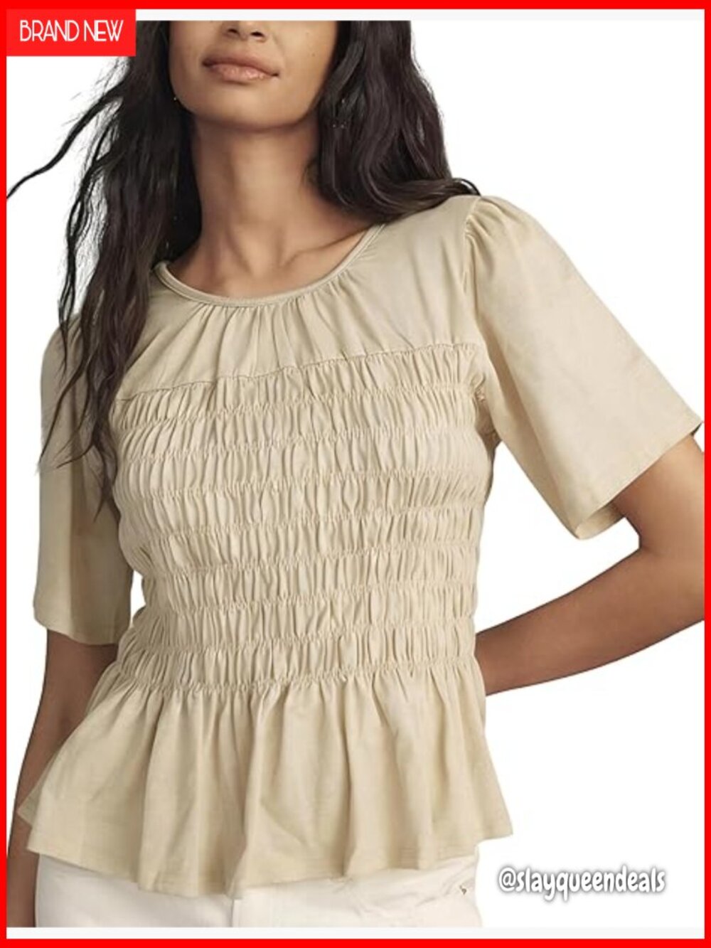 Peplum Babydoll Blouse Short Sleeve Crewneck Cotton Casual Summer Top